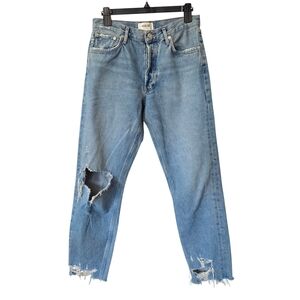 AGOLDE Jamie High-Rise Classic Jeans  Idyllic Medium Wash Distressed, Size 29